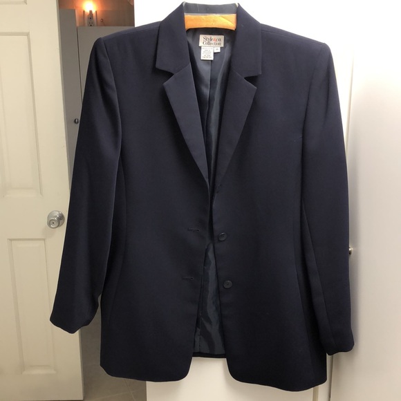 NAVY STYLE & COMPANY BLAZER SIZE 14 - Picture 4 of 5